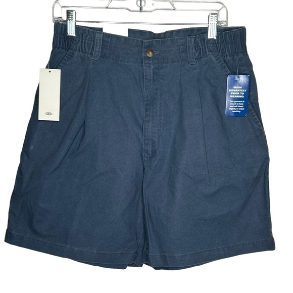 New Savane Men’s Flat Front Khaki Blue Shorts Size 34W BNWT - Picture 1 of 5